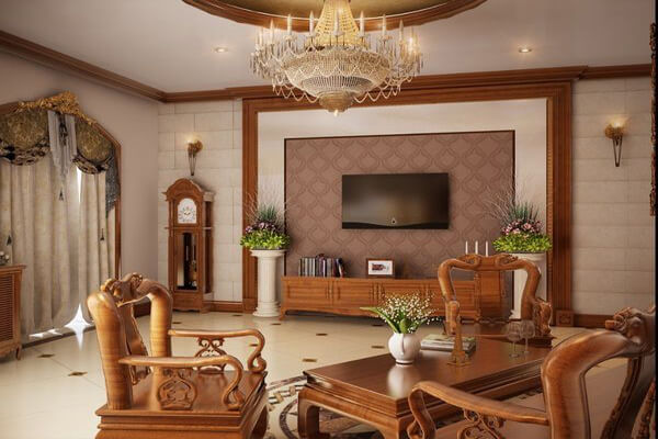 Phòng khách trang trí nội thất gỗ tuyệt đẹp