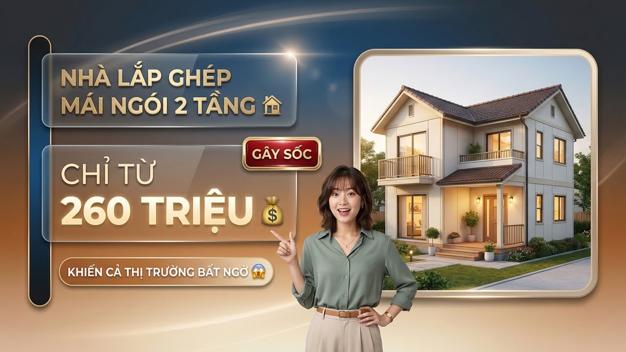 Nhà Lắp Ghép Mái Ngói 2 Tầng Đẹp, Sang Trọng Chỉ Từ 260 Triệu